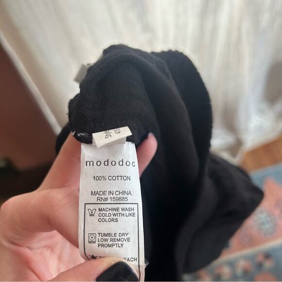 Mododoc Relaxed Fit Cropped Pants Gauze Lightweight Elastic Waist Black NWT Sz S - Picture 9 of 9